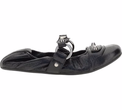 Black Calf Leather Bos Taurus Ballet Flats