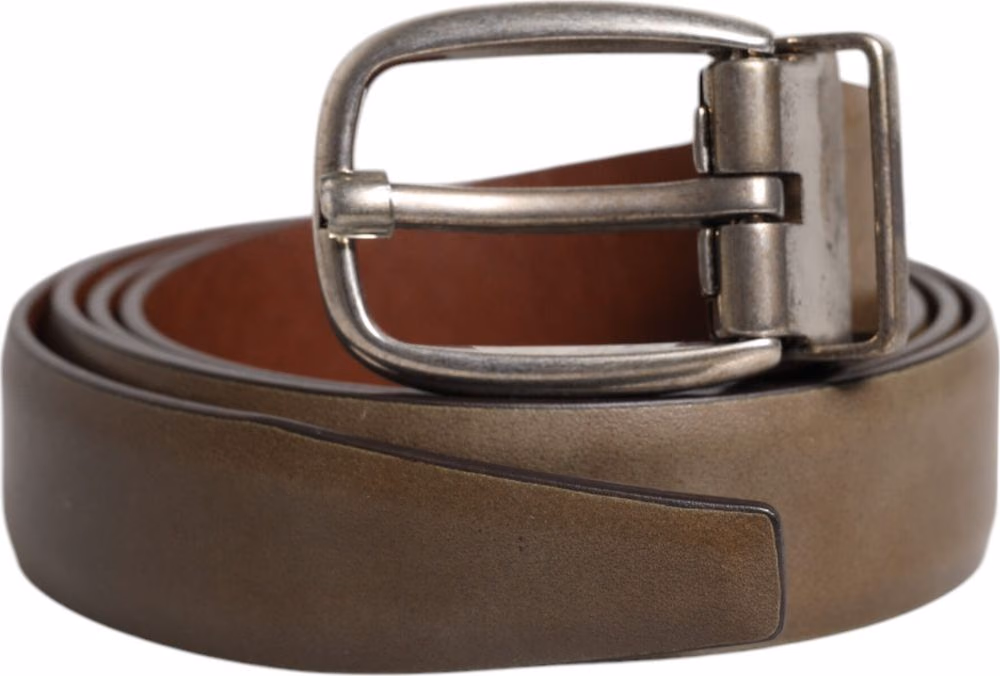 Dolce & Gabbana Brown Leather Classic Metal Logo Buckle Belt