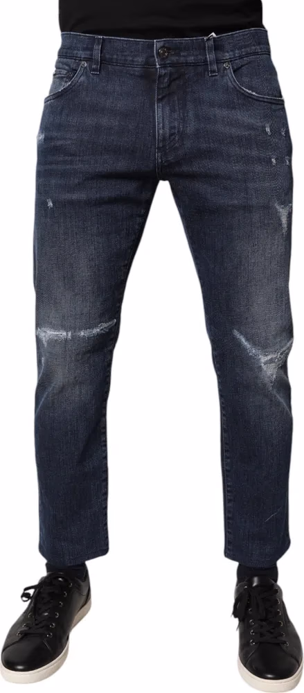 Dolce & Gabbana Blue Cotton Stretch Skinny Men Denim Jeans