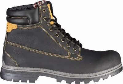 Black Polyurethane Men Ankle Boot