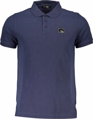 Blue Cotton Men Polo Shirt