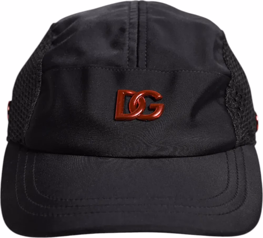 Dolce & Gabbana Black Nylon DG Logo 6 Panels Baseball Cap