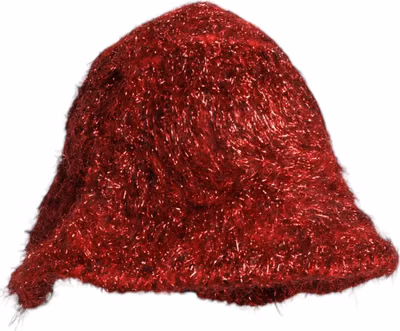 Red Viscose Tinsel Wide Brim Bucket Hat