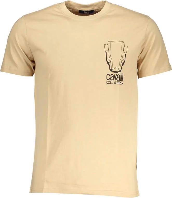 Cavalli Class Beige Cotton Men T-Shirt