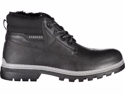 Black Polyurethane Women Ankle Boot