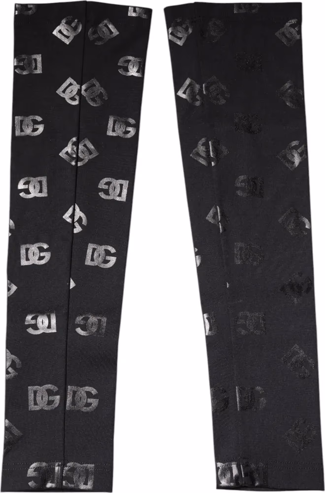 Dolce & Gabbana Black DG Logo Monogram Wool Stretch Arm Sleeves