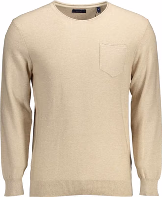 Beige Cotton Men Sweater