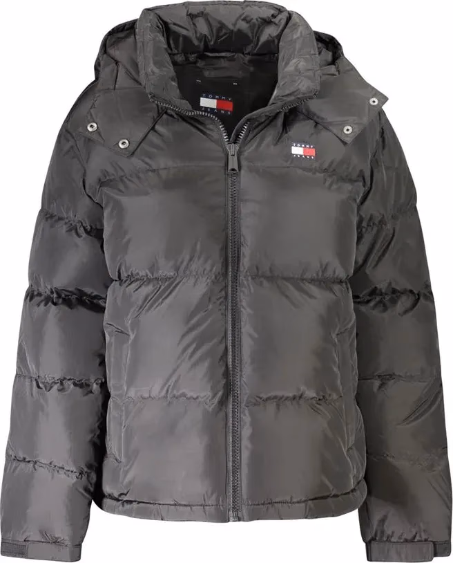 Tommy Hilfiger "Black Polyester Women Jacket with Removable Hood"