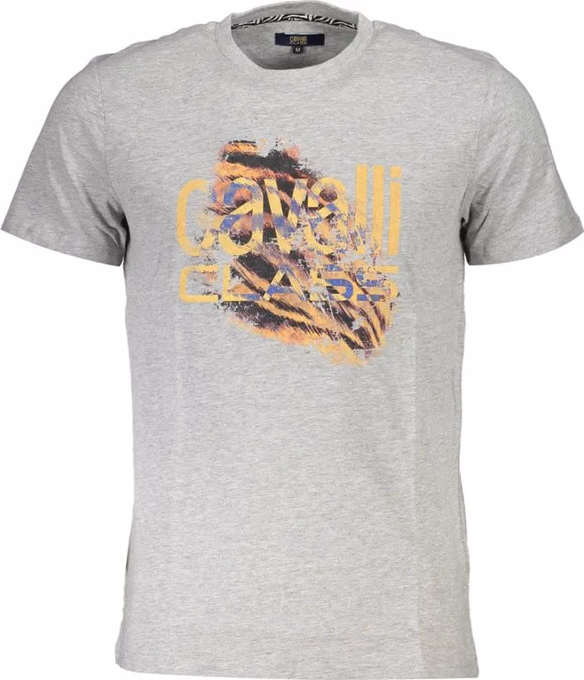 Cavalli Class Grigio Cotton Men T-Shirt