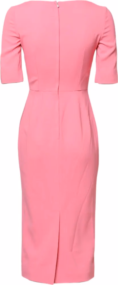 Dolce & Gabbana Pink Viscose Short Sleeve Sheath Midi Dress