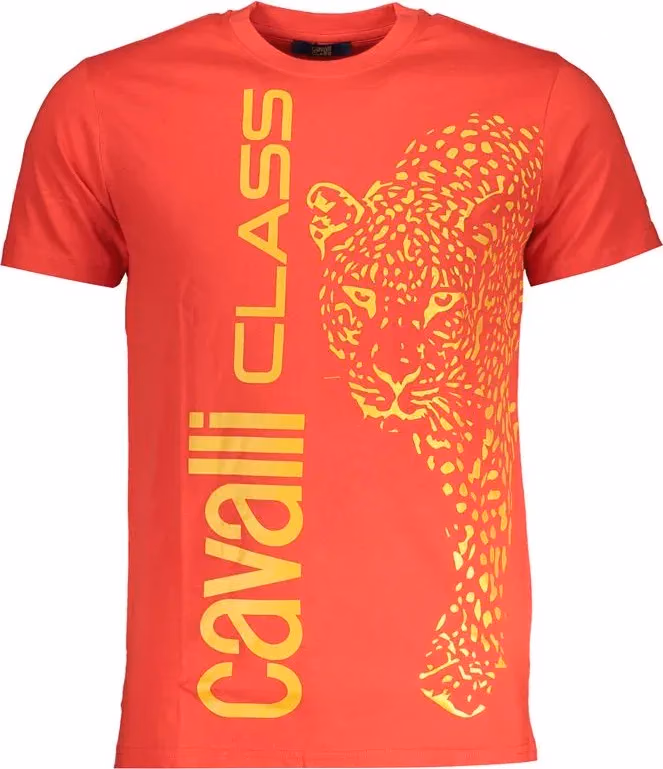 Cavalli Class Rosso Cotton Men T-Shirt