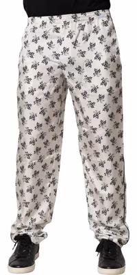 White Floral Silk Casual Lounge Pants