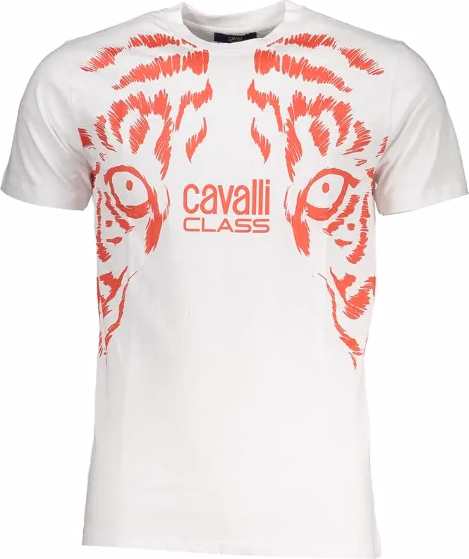 Cavalli Class Bianco Cotton Men T-Shirt