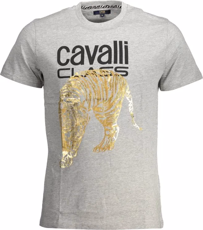 Cavalli Class Grigio Cotton Men T-Shirt