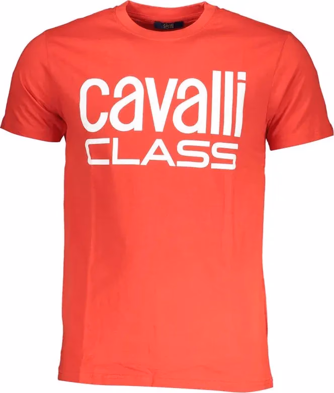 Cavalli Class Rosso Cotton Men T-Shirt
