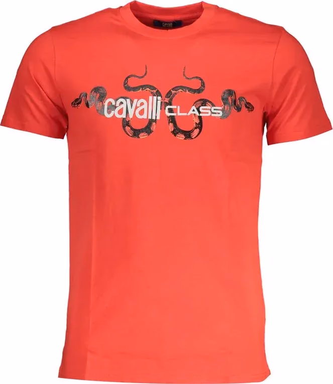 Cavalli Class Rosso Cotton Men T-Shirt