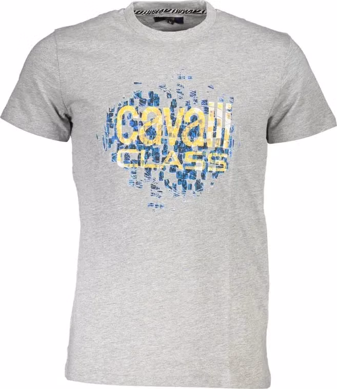 Cavalli Class Grigio Cotton Men T-Shirt
