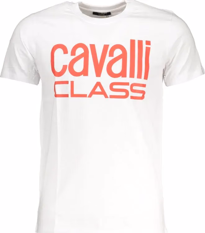 Cavalli Class Bianco Cotton Uomo T-Shirt
