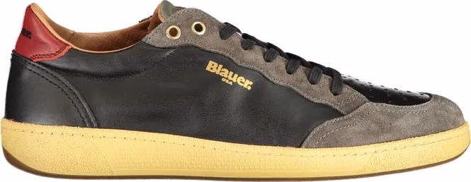 Blauer Black Leather Men Sneaker
