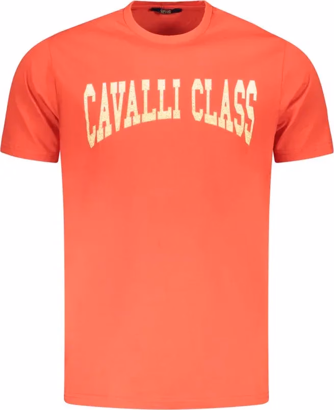Cavalli Class Rosso Cotton Men T-Shirt