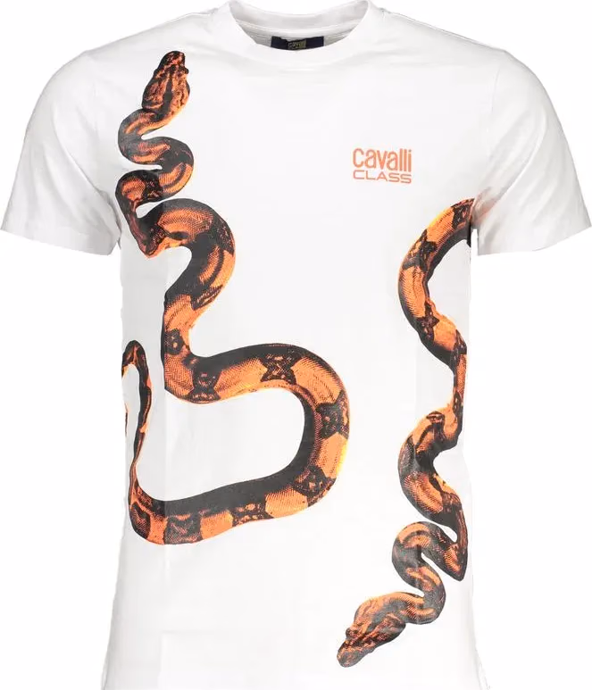 Cavalli Class Bianco Cotton Men T-Shirt