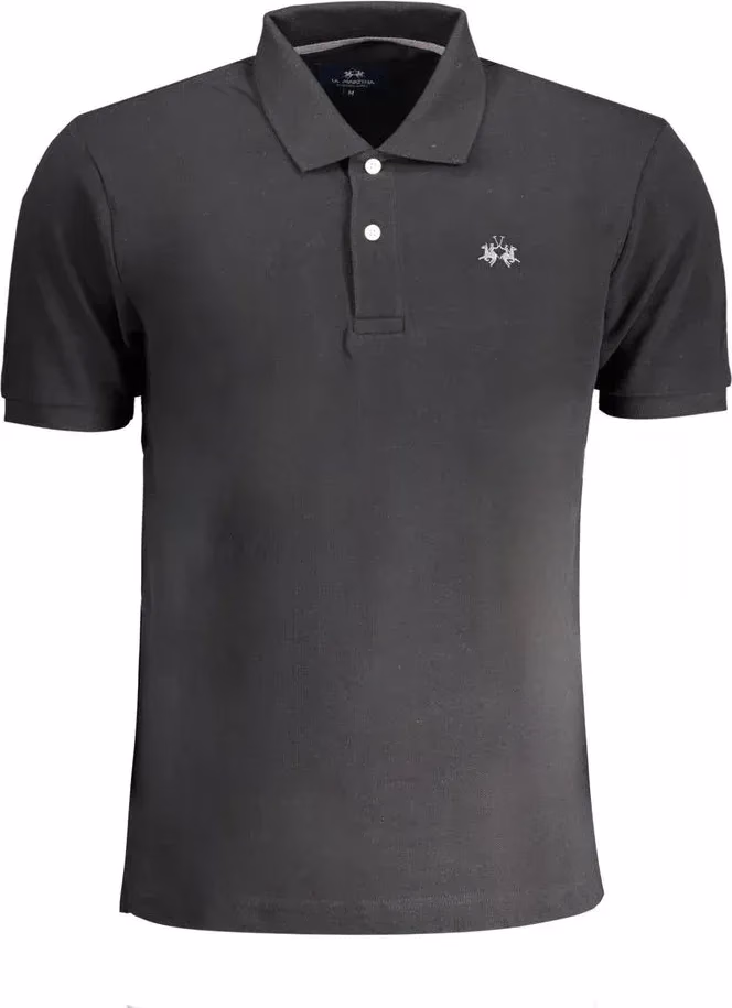 La Martina Black Cotton Men's Polo Shirt