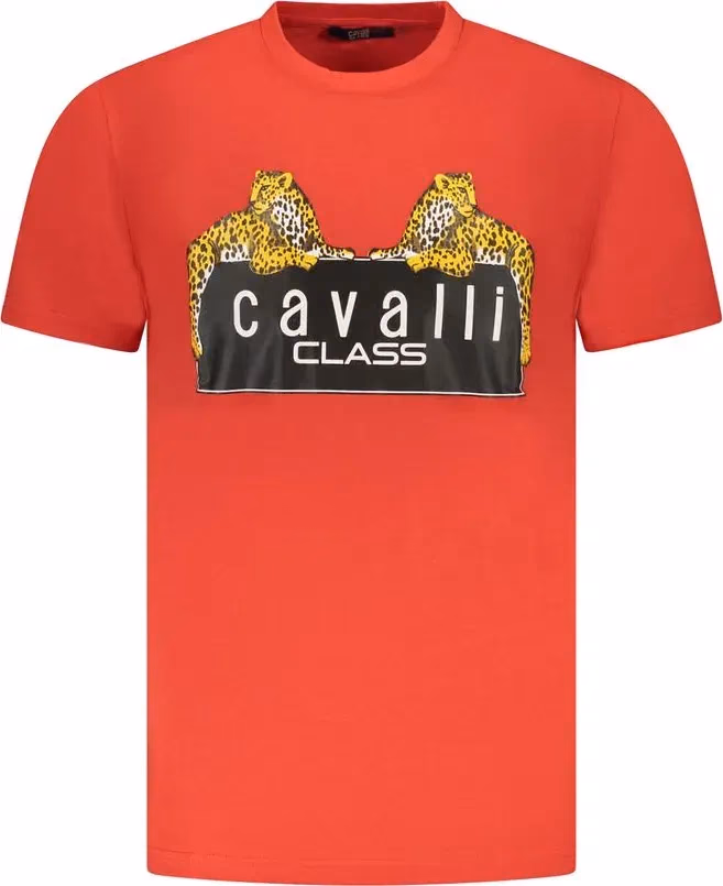 Cavalli Class Rosso Cotton Men T-Shirt