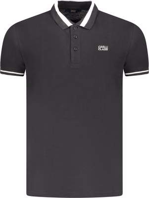 Black Cotton Men Polo