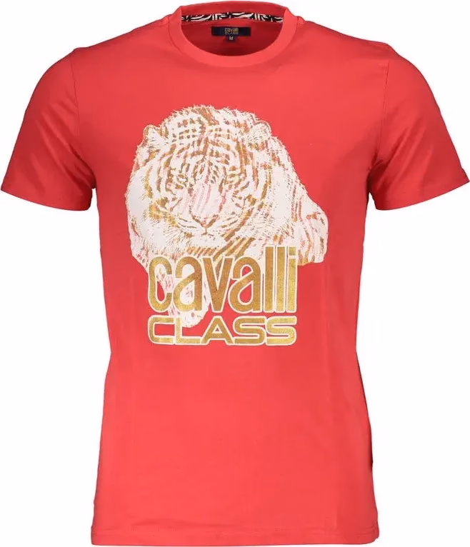 Cavalli Class Rosso Cotton Men T-Shirt