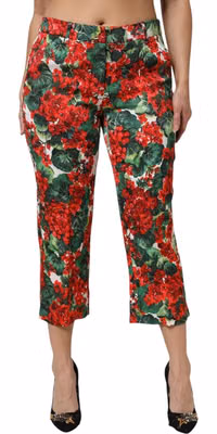 Multicolor Floral Print Cropped Pants
