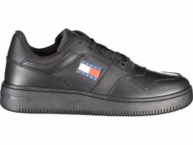 Tommy Hilfiger Black Leather Men's Sneaker