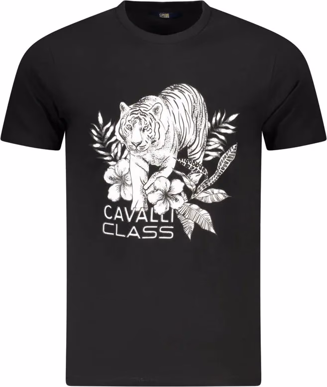 Cavalli Class Nero Cotton Men T-Shirt