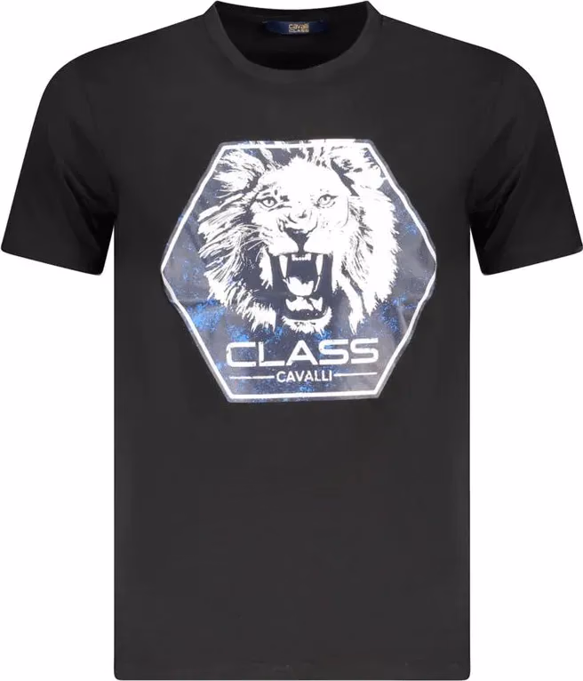 Cavalli Class Black Cotton Men T-Shirt