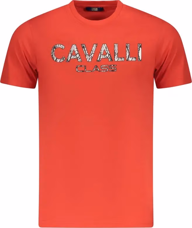 Cavalli Class Rosso Cotton Men T-Shirt