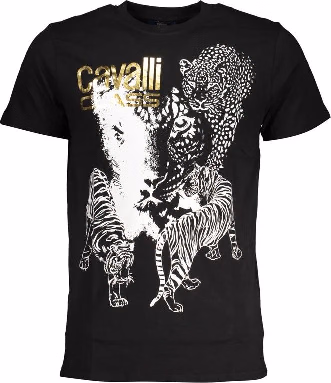 Cavalli Class Nero Cotton Men T-Shirt