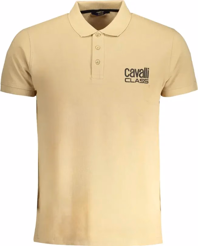 Cavalli Class Beige Cotton Men Polo-Shirt