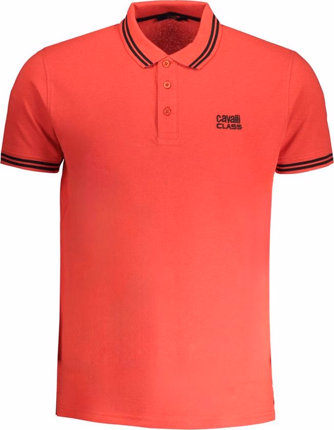 Cavalli Class Red Cotton Mens Polo Shirt