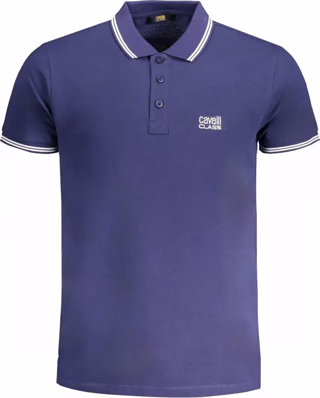 Cavalli Class Blue Cotton Men Polo Shirt