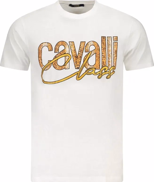 Cavalli Class White Cotton Men T-Shirt