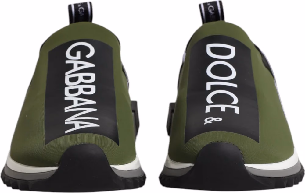 Dolce & Gabbana Green Black Slip On Sorrento Sneakers Shoes