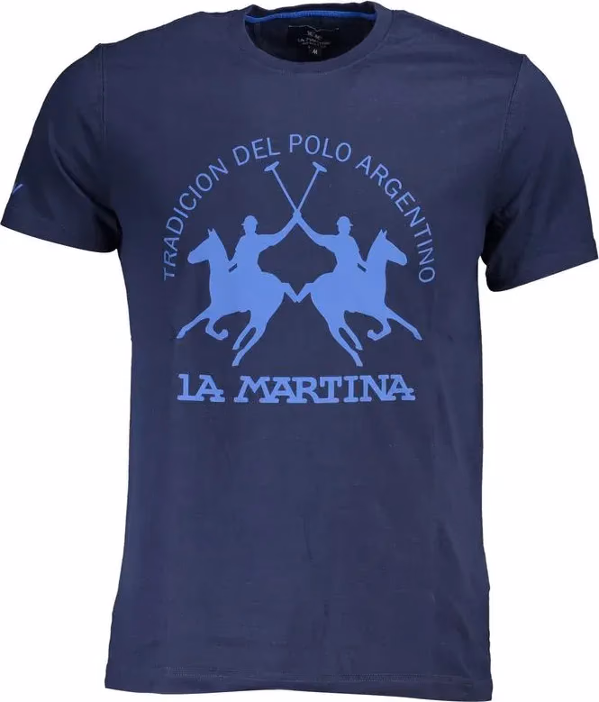 La Martina Blue Cotton Men T-Shirt