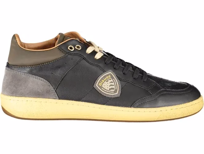 Blauer Black Leather Men Sneaker