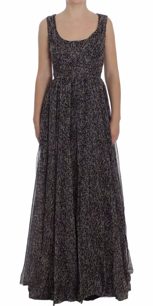 Dolce & Gabbana Dark Silk Shift Gown Full Length Dress