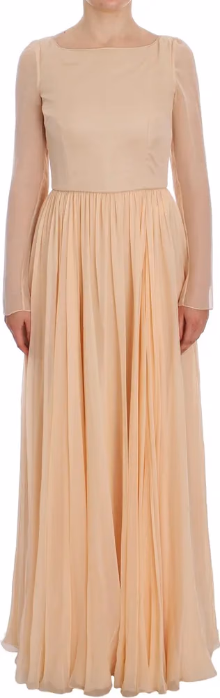 Dolce & Gabbana Beige Silk Ball Gown Full Length Dress