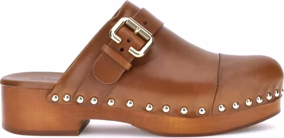Chloé Brown Calf Leather Bos Taurus Clogs