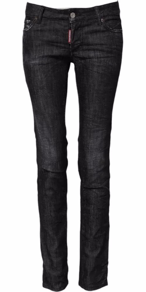 Dsquared² Black Cotton Low Waist Skinny Denim Jeans