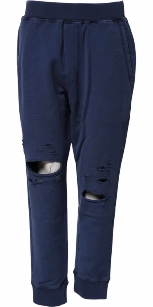 Dsquared² Blue Cotton Mid Waisted Jogger Pants