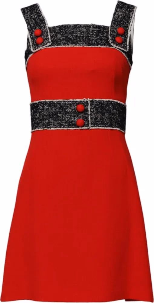 Dolce & Gabbana Red Wool Sleeveless A-line Flared Mini Dress