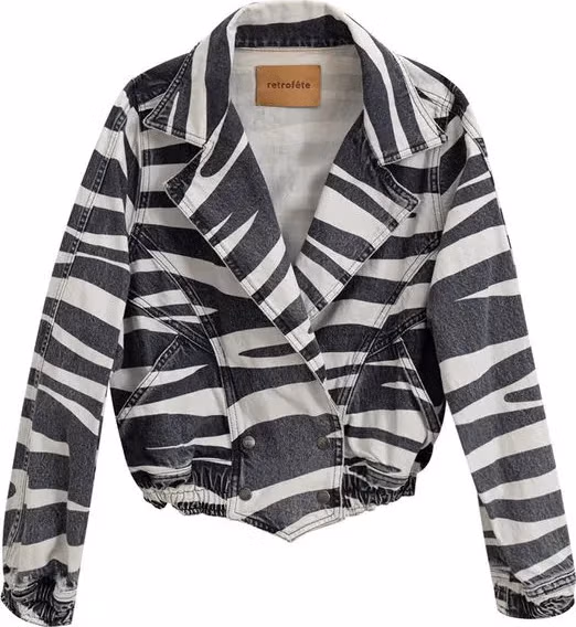 Retrofête Black And White Cotton Blazer