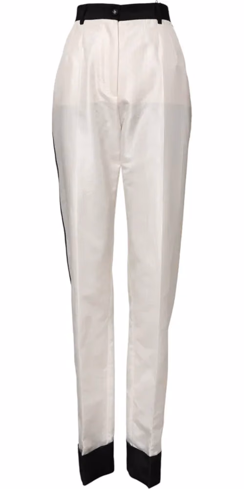 Dolce & Gabbana White High Waist Straight Dress Trouser Pants